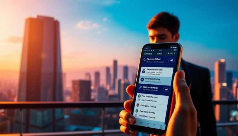 A vibrant and dynamic scene showcasing the "轉台優惠" from Telecombrother. In the foreground, a sleek and modern smartphone display prominently features the Telecombrother logo, highlighting the attractive promotional offer. The middle ground depicts a well-dressed individual, seemingly a young professional, exploring the various plan options and features on the device's screen. In the background, a stylized cityscape with towering skyscrapers and a vibrant skyline sets the stage, conveying a sense of progress and technological advancement. The lighting is warm and inviting, creating a sense of optimism and opportunity. The overall composition and mood suggest the ease and convenience of navigating Telecombrother's contract renewal process and taking advantage of the compelling "轉台優惠".