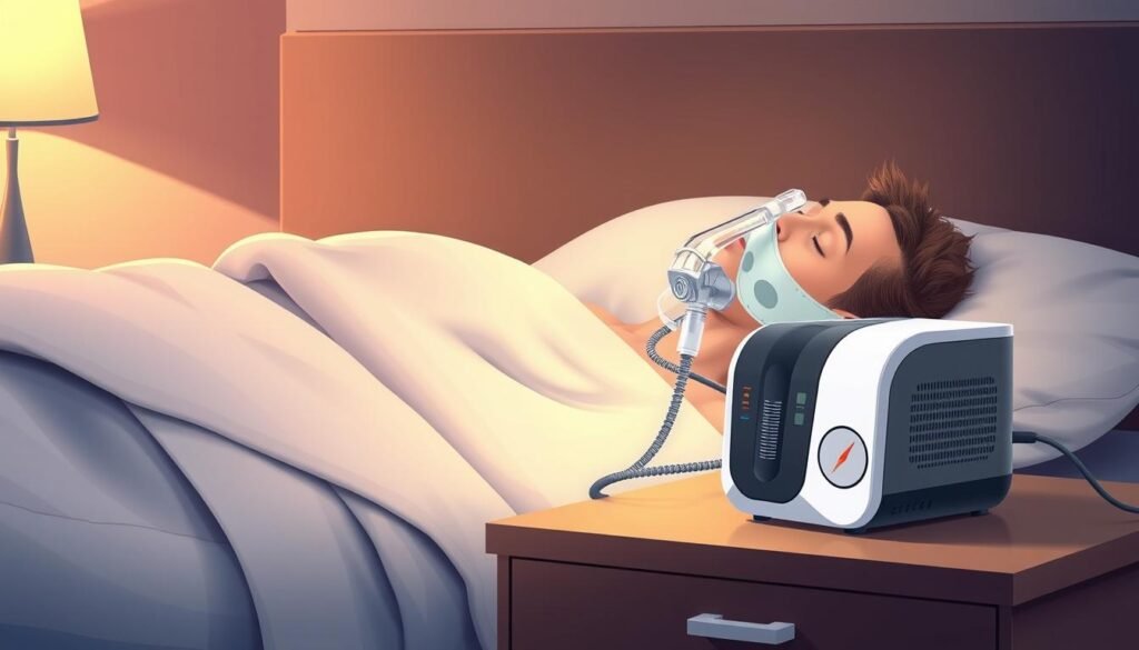睡眠呼吸機使用示意圖
